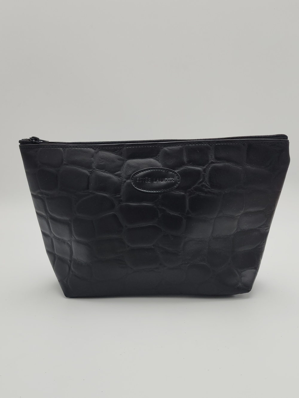 Estée Lauder Black Croc-Embossed Cosmetic Pouch